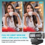EYONMÉ Webcam mit Mikrofon,1080P Kamera mit Webcam Abdeckung – Bild 6
