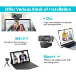 EYONMÉ Webcam mit Mikrofon,1080P Kamera mit Webcam Abdeckung – Bild 7
