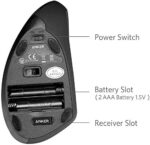 Anker® 2.4G Wireless Vertikale Ergonomische Optische Maus Vertical Ergonomic Optical Mouse Kabellos für Windows und Mac OS, USB, 800/1200/1600 DPI, 5 Tasten – Bild 8