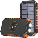 Hiluckey Wireless Solar Powerbank 26800mAh Wasserdichtes Solar Ladegerät USB C Externer Akku mit 4 Outputs, Power Bank für Smartphones, Tablets und mehr