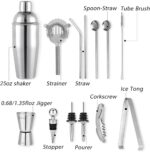 Cocktail Shaker Set – 15-teiliges Edelstahl Bar-Set mit Bambusständer & Rezeptbuch – Bild 3