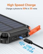 Hiluckey Wireless Solar Powerbank 26800mAh Wasserdichtes Solar Ladegerät USB C Externer Akku mit 4 Outputs, Power Bank für Smartphones, Tablets und mehr – Bild 3
