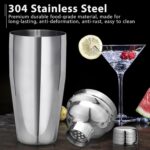 Cocktail Shaker Set – 15-teiliges Edelstahl Bar-Set mit Bambusständer & Rezeptbuch – Bild 2