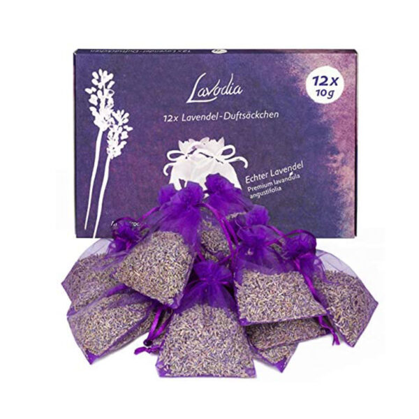LAVODIA 12x Lavendelsäckchen, gegen Motten im Kleiderschrank