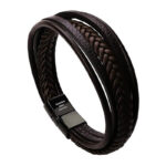 murtoo Herren Armband Edelstahl Echtleder Armband Naturstein Geflochten Mit Magnet Verschluss