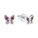 s.Oliver Ohrstecker für Mädchen, Sterling Silber 925, Zirkonia Schmetterling