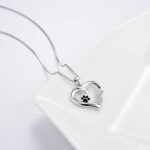 Halskette Silber 925 Damen Kette Silber Tier Pfotenabdruck Unendlichkeit Liebe Herz Anhänger Lange Halskette Silber zu Weihnachten Geschenk Valentinstag Jubiläum Jubiläen – Bild 4