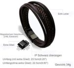 murtoo Herren Armband Edelstahl Echtleder Armband Naturstein Geflochten Mit Magnet Verschluss – Bild 2