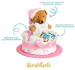 Windeltorte  mit Kuscheltier, Geschenk für Mädchen – Bild 2