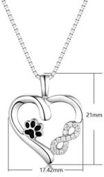 Halskette Silber 925 Damen Kette Silber Tier Pfotenabdruck Unendlichkeit Liebe Herz Anhänger Lange Halskette Silber zu Weihnachten Geschenk Valentinstag Jubiläum Jubiläen – Bild 3