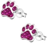 Laimons Mädchen Kids Kinder-Ohrstecker Ohrringe Kinderschmuck Hundepfote Pfote Pfötchen Tatzen mit Glitzer Pink aus Sterling Silber 925 – Bild 3
