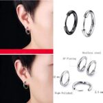Hongyantech 8 Pair Herren Edelstahl Ohrringe, 8mm Edelstahl Ohrclips Emaille Ohrschmuck Piercing Ohr Lünette runde Coole Ohrstecker Tunnel Piercing für Männer – Bild 6