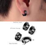 Hongyantech 8 Pair Herren Edelstahl Ohrringe, 8mm Edelstahl Ohrclips Emaille Ohrschmuck Piercing Ohr Lünette runde Coole Ohrstecker Tunnel Piercing für Männer – Bild 4
