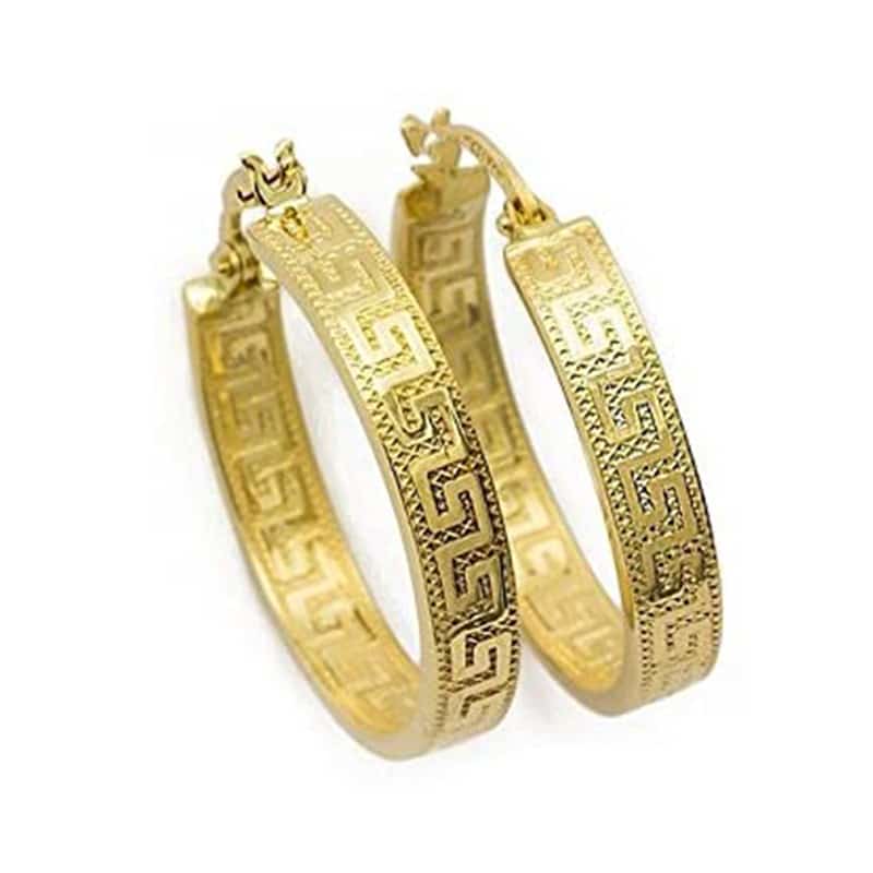 Kleine Griechische Schlüssel Ohrringe Creolen Gelbgold Aus 14 Karat / 585 Gold (3 x 14 Ø mm)