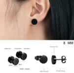 Hongyantech 8 Pair Herren Edelstahl Ohrringe, 8mm Edelstahl Ohrclips Emaille Ohrschmuck Piercing Ohr Lünette runde Coole Ohrstecker Tunnel Piercing für Männer – Bild 5