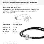 Pandora Moments Armband, schwarzes Leder, zweifach gewickelt, Sterling Silber – Bild 7