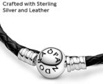 Pandora Moments Armband, schwarzes Leder, zweifach gewickelt, Sterling Silber – Bild 3