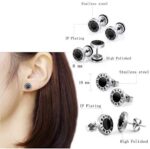 Hongyantech 8 Pair Herren Edelstahl Ohrringe, 8mm Edelstahl Ohrclips Emaille Ohrschmuck Piercing Ohr Lünette runde Coole Ohrstecker Tunnel Piercing für Männer – Bild 3