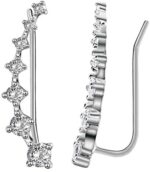 Elensan1 Bling Ohrklemmen 7 Kristalle 925er Sterling Silber Hypoallergen – Bild 2