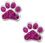 Laimons Mädchen Kids Kinder-Ohrstecker Ohrringe Kinderschmuck Hundepfote Pfote Pfötchen Tatzen mit Glitzer Pink aus Sterling Silber 925 – Bild 2