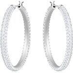 Swarovski Women's Stone Hoop Pierced Earrings, Set of Rhodium Plated Hoops with Sparkling Swarovski Crystals, from the Swarovski Stone Collection