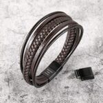 murtoo Herren Armband Edelstahl Echtleder Armband Naturstein Geflochten Mit Magnet Verschluss – Bild 3