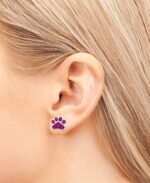 Laimons Mädchen Kids Kinder-Ohrstecker Ohrringe Kinderschmuck Hundepfote Pfote Pfötchen Tatzen mit Glitzer Pink aus Sterling Silber 925 – Bild 4