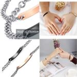 Gkmamrg Pärchen Armbänder King Queen Damen Herren, Partnerarmbänder Edelstahl Panzerarmband mit Gravur His Queen und Her King Rosegold Schwarz Silber – Bild 3
