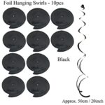 Zerodeco Geburtstagsdeko, Happy Birthday Wimpelkette Banner Girlande mit Pompoms Papier Girlande Fans Fächer Dreieckige Wimpel Spiral Girlanden und Luftballon - Schwarz und Gold – Bild 5