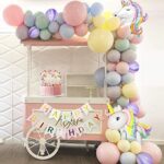 MMTX Einhorn Geburtstagsdeko Mädchen, Pastell Geburtstags deko Luftballons mit riesigem 3D-Einhorn Luftballons, Happy Birthday Girlanden, Tischdecke Kindergeburtstag deko Kinder Junge Dekor Mehrweg – Bild 8