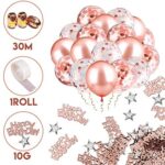 iZoeL Geburtstag Rose Deko Happy Birthday Girlande 36 Rosegold Ballons 15 Konfetti Ballons 4 Herz Stern Folienballon 10G Konfetti – Bild 3