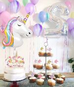 MMTX Einhorn Geburtstagsdeko Mädchen, Pastell Geburtstags deko Luftballons mit riesigem 3D-Einhorn Luftballons, Happy Birthday Girlanden, Tischdecke Kindergeburtstag deko Kinder Junge Dekor Mehrweg – Bild 2