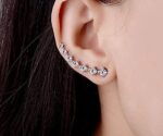Elensan1 Bling Ohrklemmen 7 Kristalle 925er Sterling Silber Hypoallergen – Bild 5