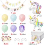 MMTX Einhorn Geburtstagsdeko Mädchen, Pastell Geburtstags deko Luftballons mit riesigem 3D-Einhorn Luftballons, Happy Birthday Girlanden, Tischdecke Kindergeburtstag deko Kinder Junge Dekor Mehrweg – Bild 5