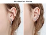Elensan1 Bling Ohrklemmen 7 Kristalle 925er Sterling Silber Hypoallergen – Bild 6