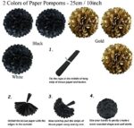 Zerodeco Geburtstagsdeko, Happy Birthday Wimpelkette Banner Girlande mit Pompoms Papier Girlande Fans Fächer Dreieckige Wimpel Spiral Girlanden und Luftballon - Schwarz und Gold – Bild 2