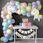 MMTX Einhorn Geburtstagsdeko Mädchen, Pastell Geburtstags deko Luftballons mit riesigem 3D-Einhorn Luftballons, Happy Birthday Girlanden, Tischdecke Kindergeburtstag deko Kinder Junge Dekor Mehrweg – Bild 7