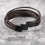 murtoo Herren Armband Edelstahl Echtleder Armband Naturstein Geflochten Mit Magnet Verschluss – Bild 4
