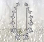 Elensan1 Bling Ohrklemmen 7 Kristalle 925er Sterling Silber Hypoallergen – Bild 4