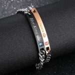 Gkmamrg Pärchen Armbänder King Queen Damen Herren, Partnerarmbänder Edelstahl Panzerarmband mit Gravur His Queen und Her King Rosegold Schwarz Silber – Bild 2