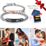 Gkmamrg Pärchen Armbänder King Queen Damen Herren, Partnerarmbänder Edelstahl Panzerarmband mit Gravur His Queen und Her King Rosegold Schwarz Silber – Bild 6