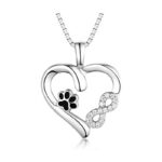 Halskette Silber 925 Damen Kette Silber Tier Pfotenabdruck Unendlichkeit Liebe Herz Anhänger Lange Halskette Silber zu Weihnachten Geschenk Valentinstag Jubiläum Jubiläen