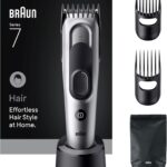 Braun Series 7 Haarschneider HC7590 – Herren Haartrimmer mit 17 Längen & 5 Aufsätzen, Abwaschbar, Grau