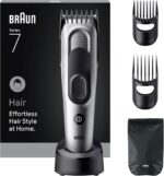 Braun Series 7 Haarschneider HC7590 – Herren Haartrimmer mit 17 Längen & 5 Aufsätzen, Abwaschbar, Grau