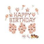 iZoeL Geburtstag Rose Deko Happy Birthday Girlande 36 Rosegold Ballons 15 Konfetti Ballons 4 Herz Stern Folienballon 10G Konfetti