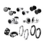 Hongyantech 8 Pair Herren Edelstahl Ohrringe, 8mm Edelstahl Ohrclips Emaille Ohrschmuck Piercing Ohr Lünette runde Coole Ohrstecker Tunnel Piercing für Männer