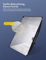 RALENO Softbox, 50x70 cm Videobeleuchtung, 85W CFL 5500K Glühbirne, geeignet für Studioleuchten, Portraitfotografie und YouTube-Videos, Fotobeleuchtung mit verstellbarem Lampenhalter und Tragetasche – Bild 3