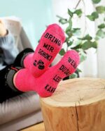 Geschenk für Frauen, WENN DU DAS LESEN KANNST BRING MIR WEIN / KAFFEE / SCHOKI / BUCH SOCKEN – Bild 5