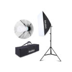 RALENO Softbox, 50x70 cm Videobeleuchtung, 85W CFL 5500K Glühbirne, geeignet für Studioleuchten, Portraitfotografie und YouTube-Videos, Fotobeleuchtung mit verstellbarem Lampenhalter und Tragetasche