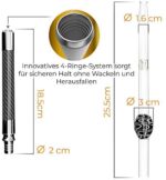 M.ROSENFELD Shisha Mundstück Glas Carbon mit Steckverbindung - Glasmundstück Mundgeblasen mit Edler Verzierung extra dick (2cm), 43cm lang - Universal Passend – Bild 4